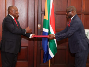 H.E. Mr George S. W . Patten Sr on October 2nd 2025, presented his Letters of Credence to H.E Mr Matabele Cyril Ramaphosa, President of the Republic of South Africa, accrediting him as Ambassador Extraordinary and Plenipotentiary of the Republic of Liberia to the Republic of South Africa